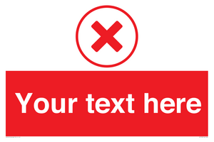 Custom red background, red cross in circle sign